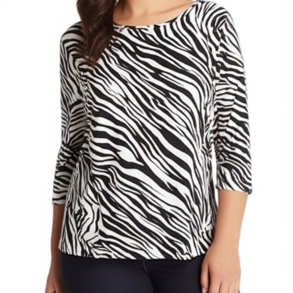 Michael Kors Black and White Zebra Print women’s medium Blouse Top